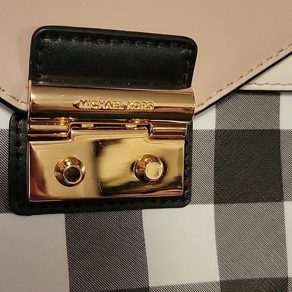 Michael Kors Black Cream Checkered Crossbody Satchel - Picture 2 of 8